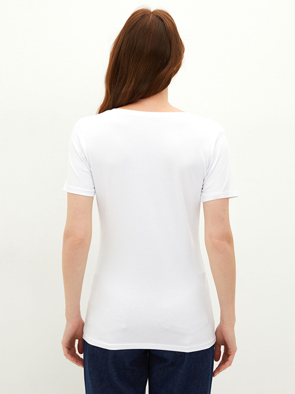 LCWAIKIKI Basic V Neck Straight Short Sleeve Cotton Women's T-Shirt -W1BD58Z8-R9J