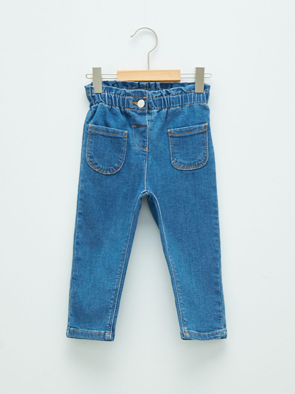 Paperbag Fit Elastic Waist Basic Corduroy Baby Girl Pants-2