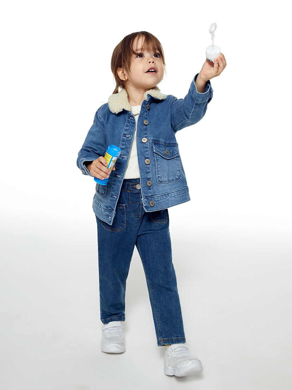 Paperbag Fit Elastic Waist Basic Corduroy Baby Girl Pants-1