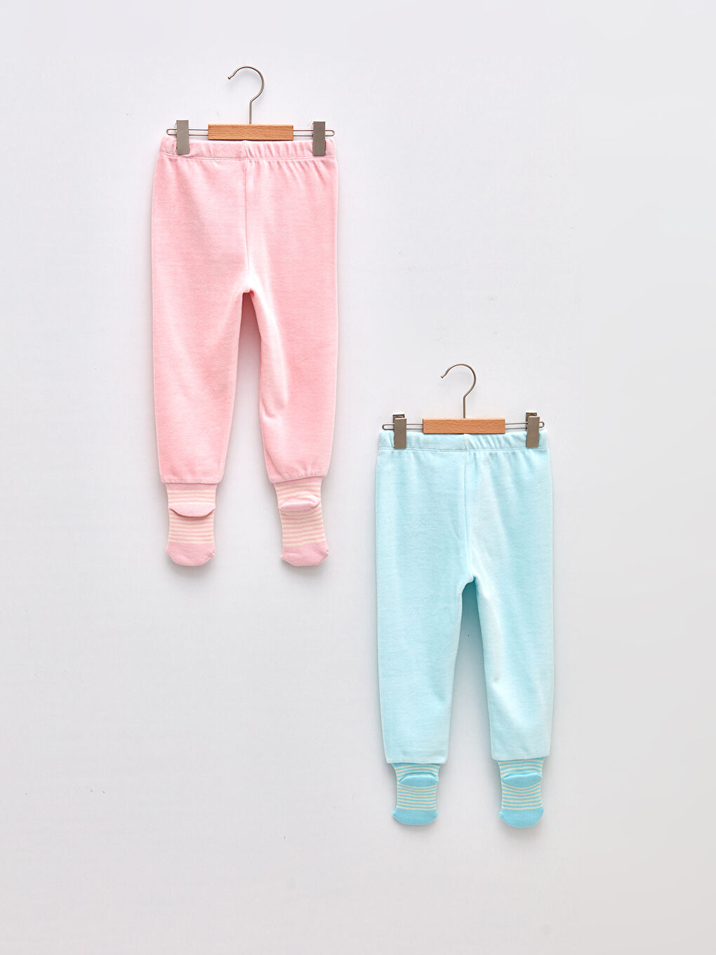 وسط مطاطي قيعان بيجامات قطيفة بنات صغيرات 2 بيجامات-1