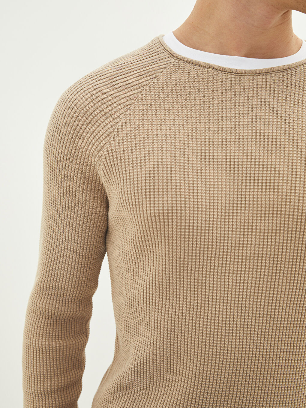 Crew Neck Long Sleeve Thin Men's Tricot Sweater-7