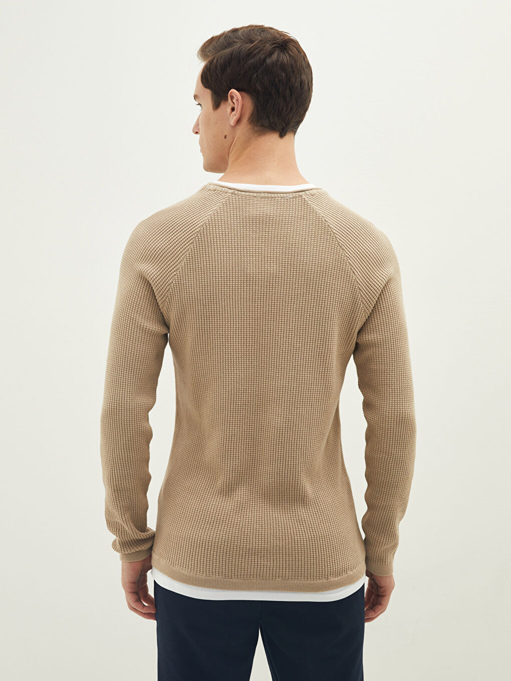 Crew Neck Long Sleeve Thin Men's Tricot Sweater-9