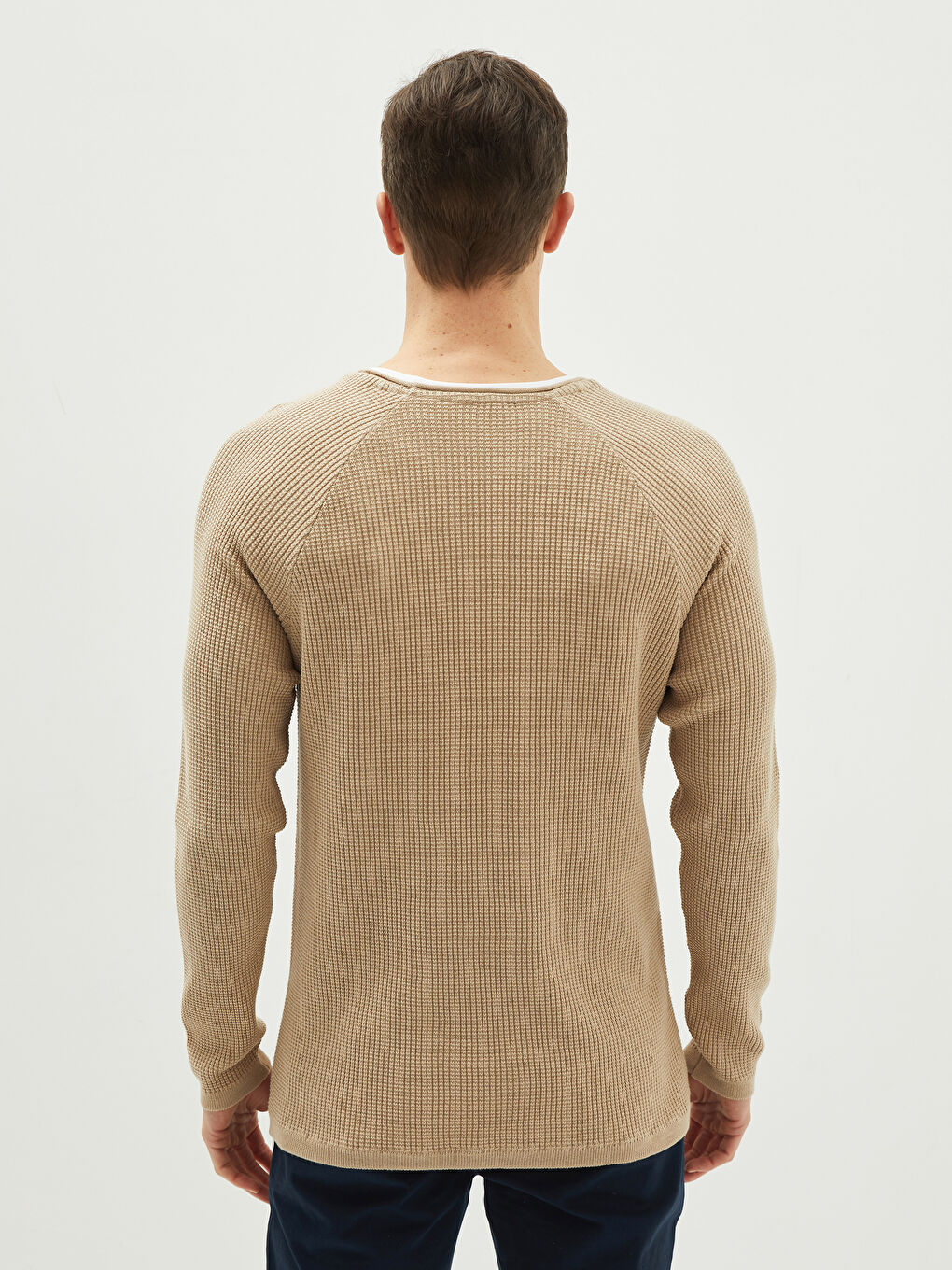 Crew Neck Long Sleeve Thin Men's Tricot Sweater-8