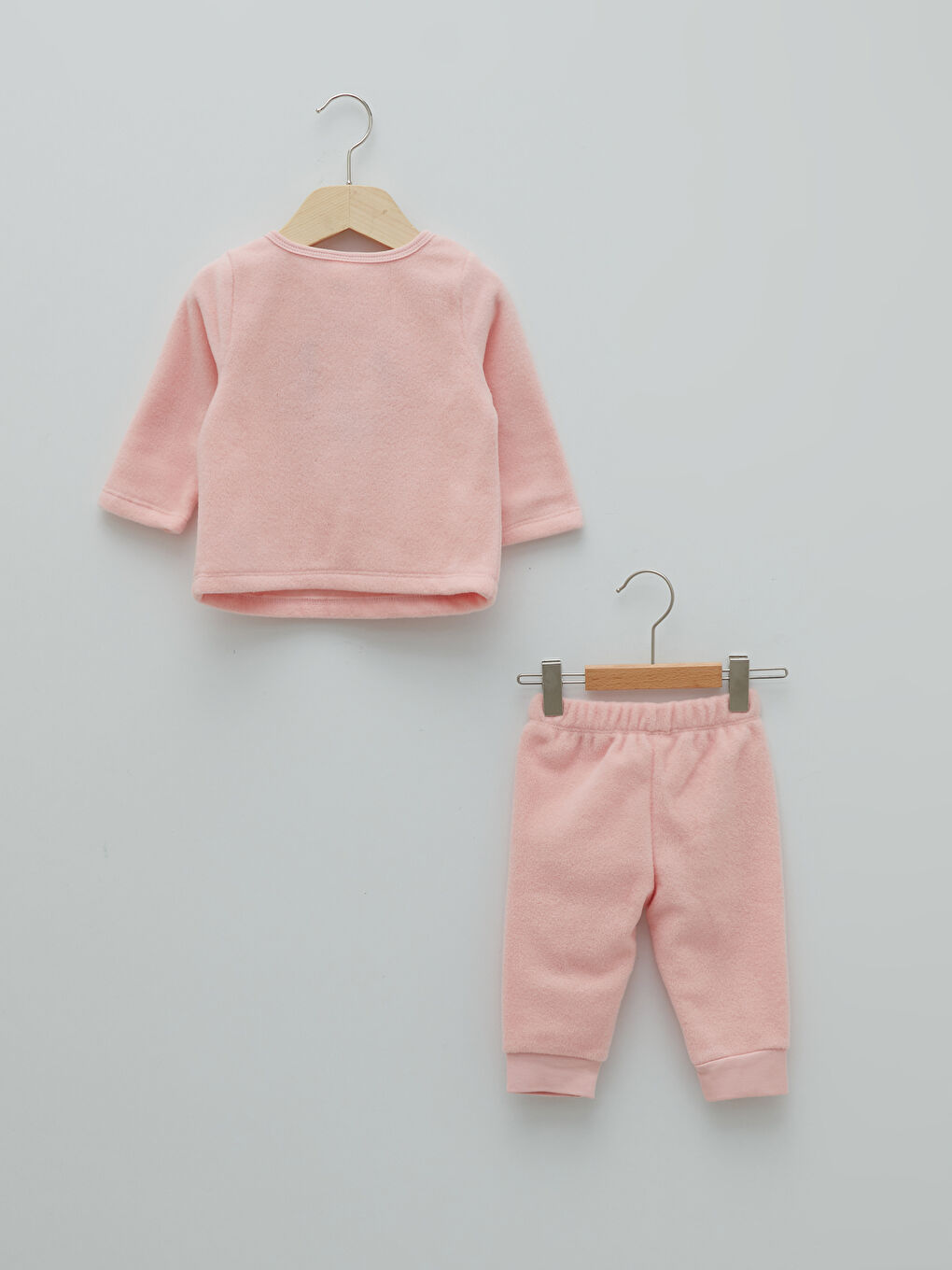 Pembe Bisiklet Yaka Uzun Kollu Baskılı Polar Kız Bebek Pijama Takımı-1