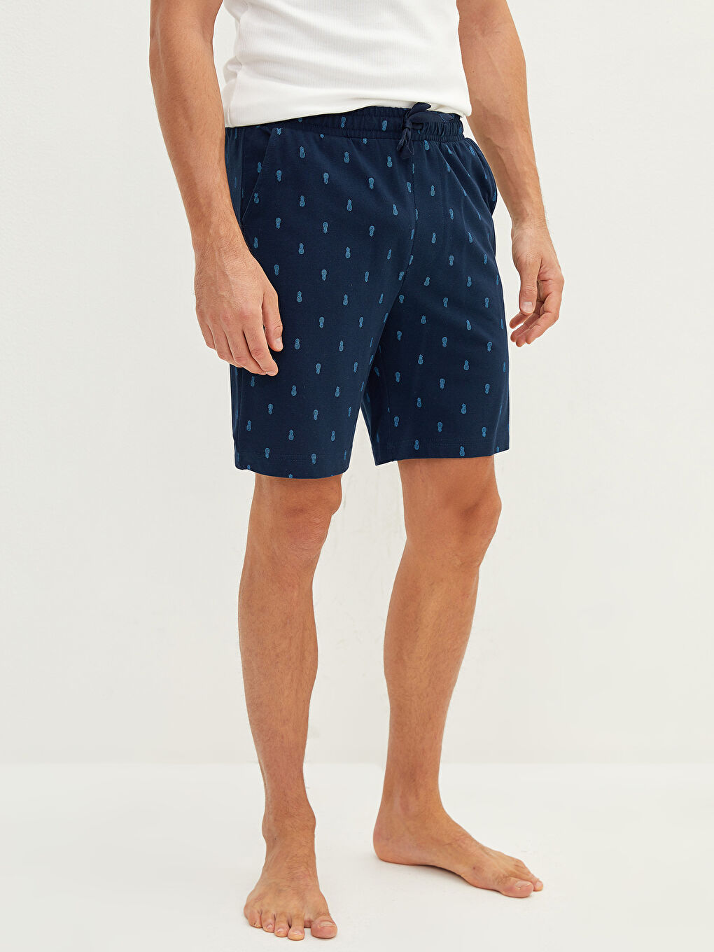 Lacivert Standart Kalıp Erkek Pijama Alt Şort-2