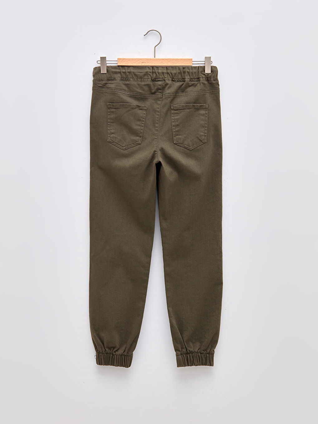 Elastic Waist Basic Gabardine Boy Jogger Trousers-4