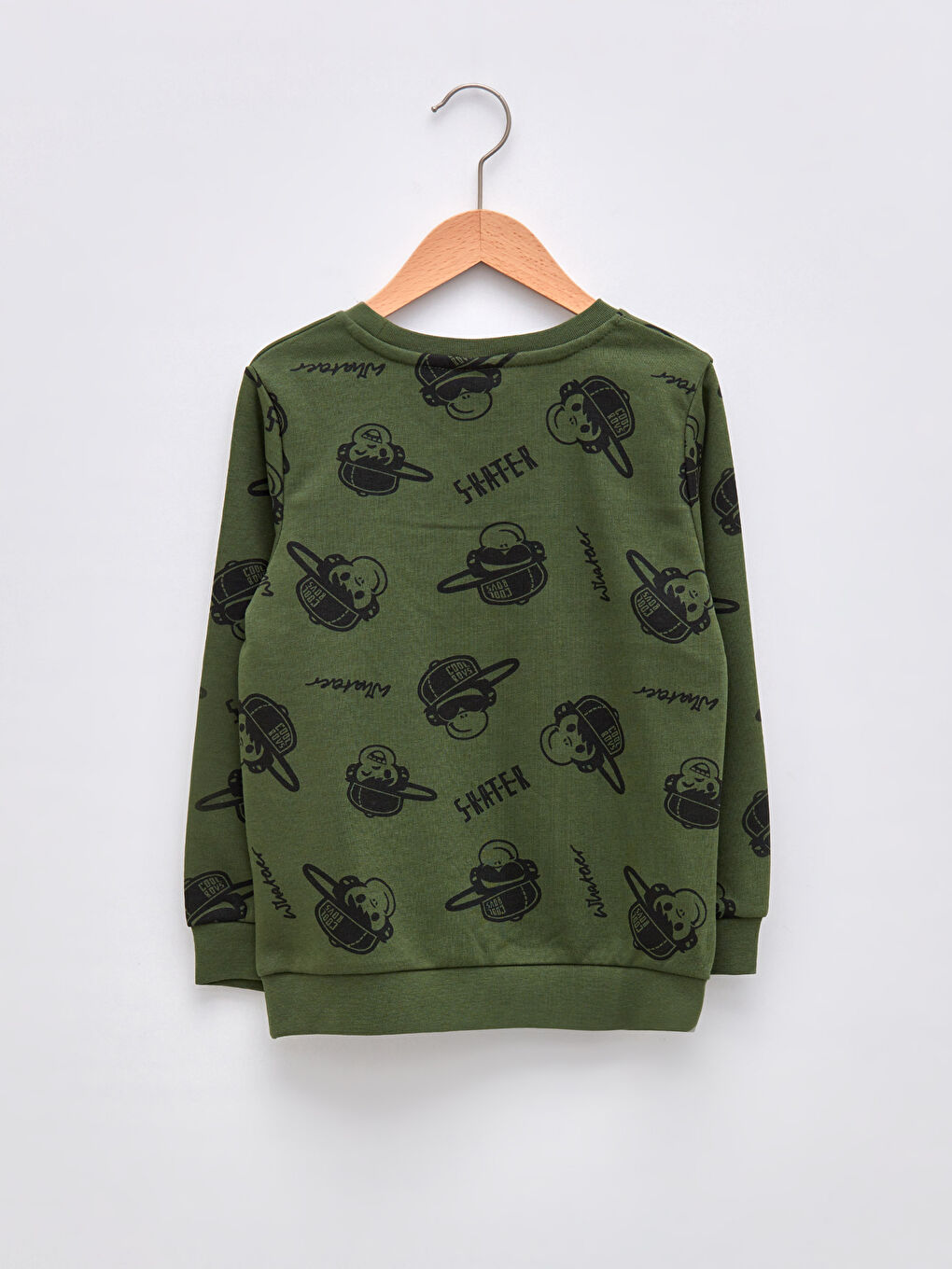 Crew Neck Printed Long Sleeve Boys' Sweatshirt-1