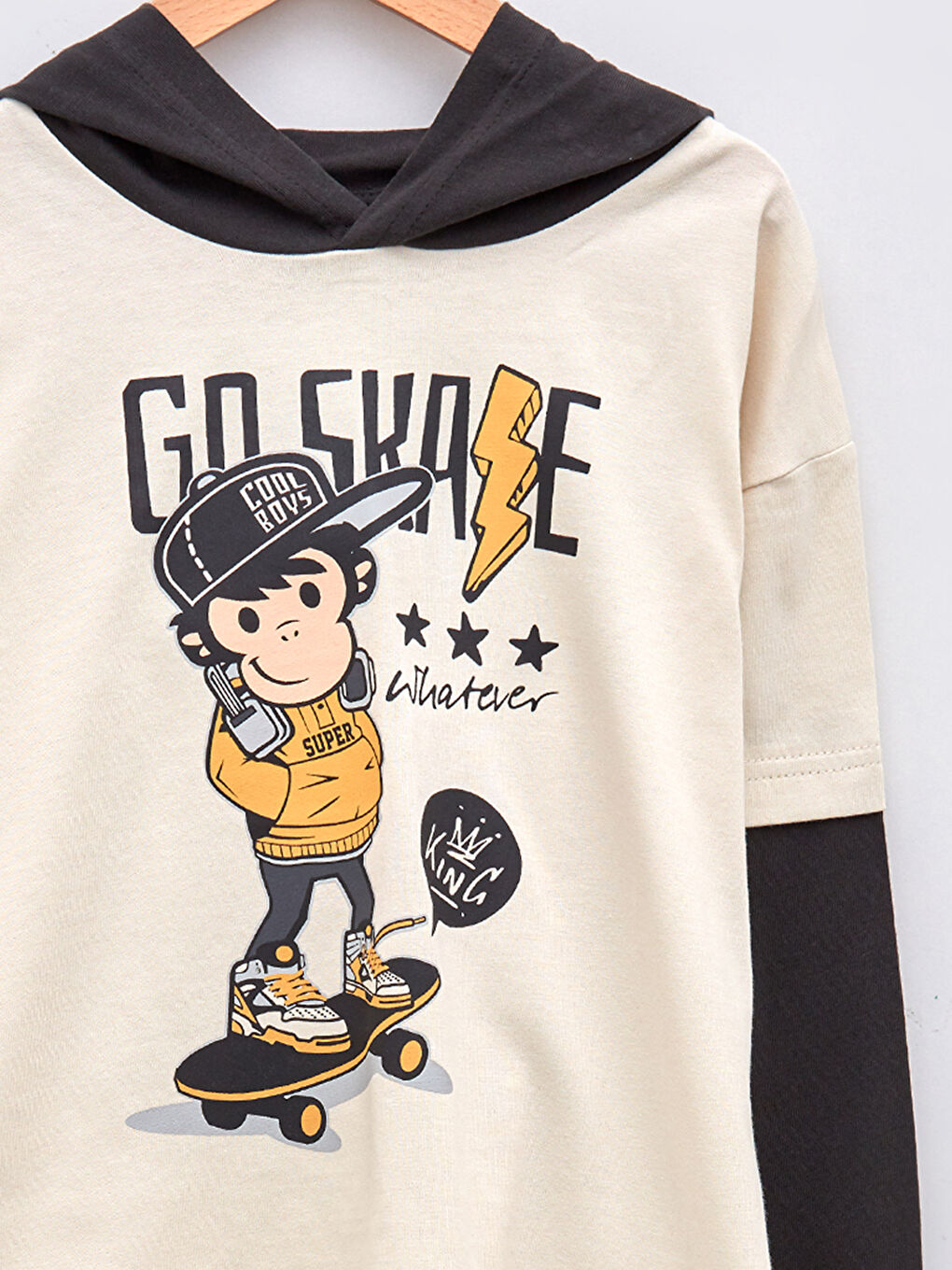 Hooded Printed Long Sleeve Boys' T-Shirt-2