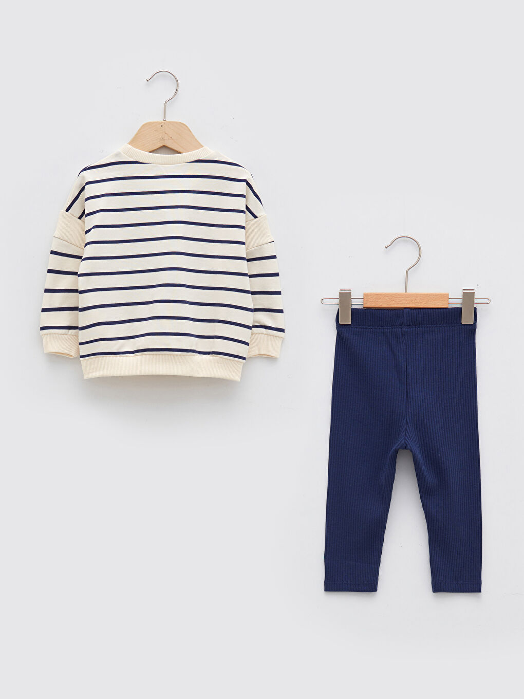 Crew Neck Long Sleeve Striped Cotton Baby Boy Sweatshirt and Tights 2-Pack Set-1