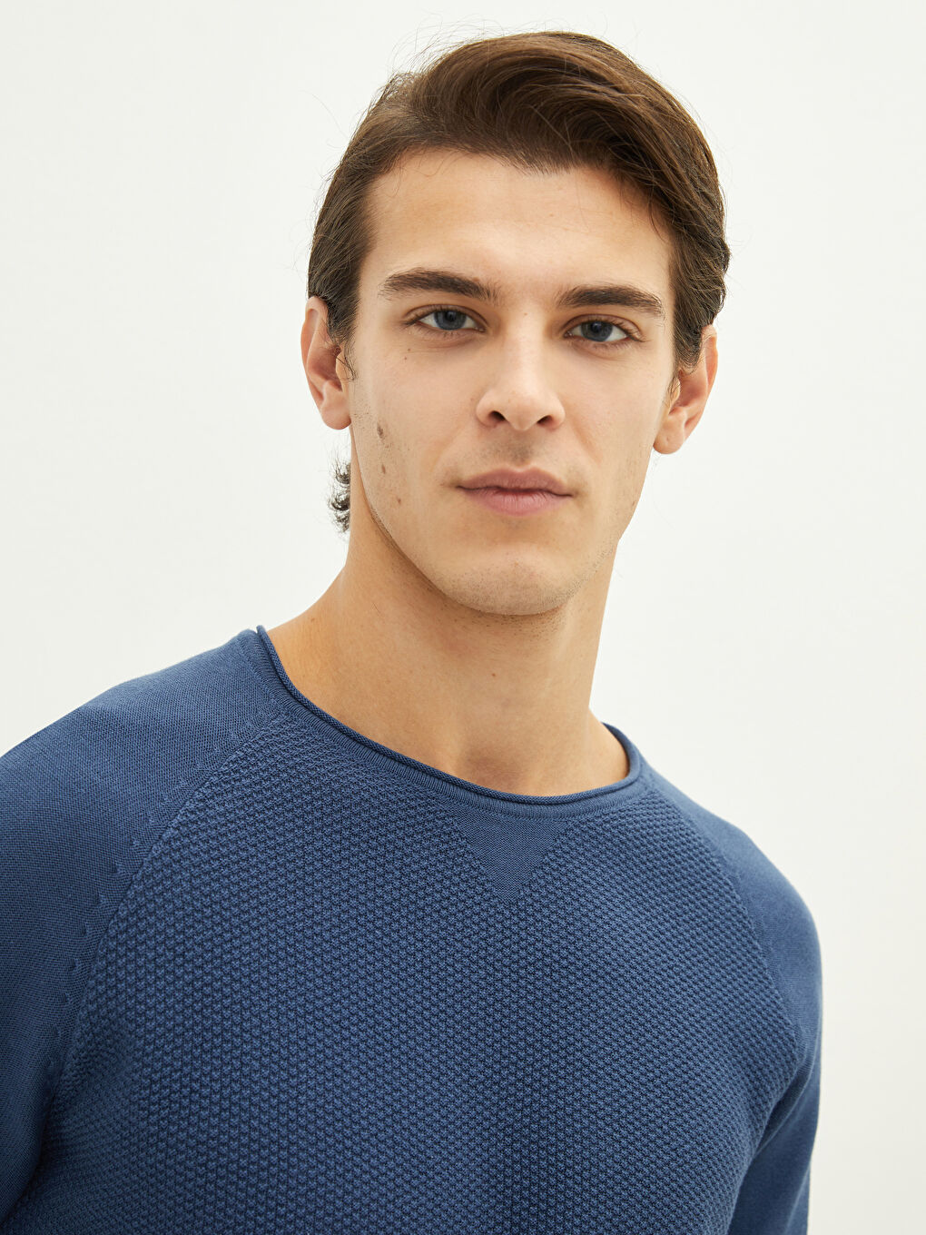 İndigo Bisiklet Yaka Erkek Triko Kazak-4