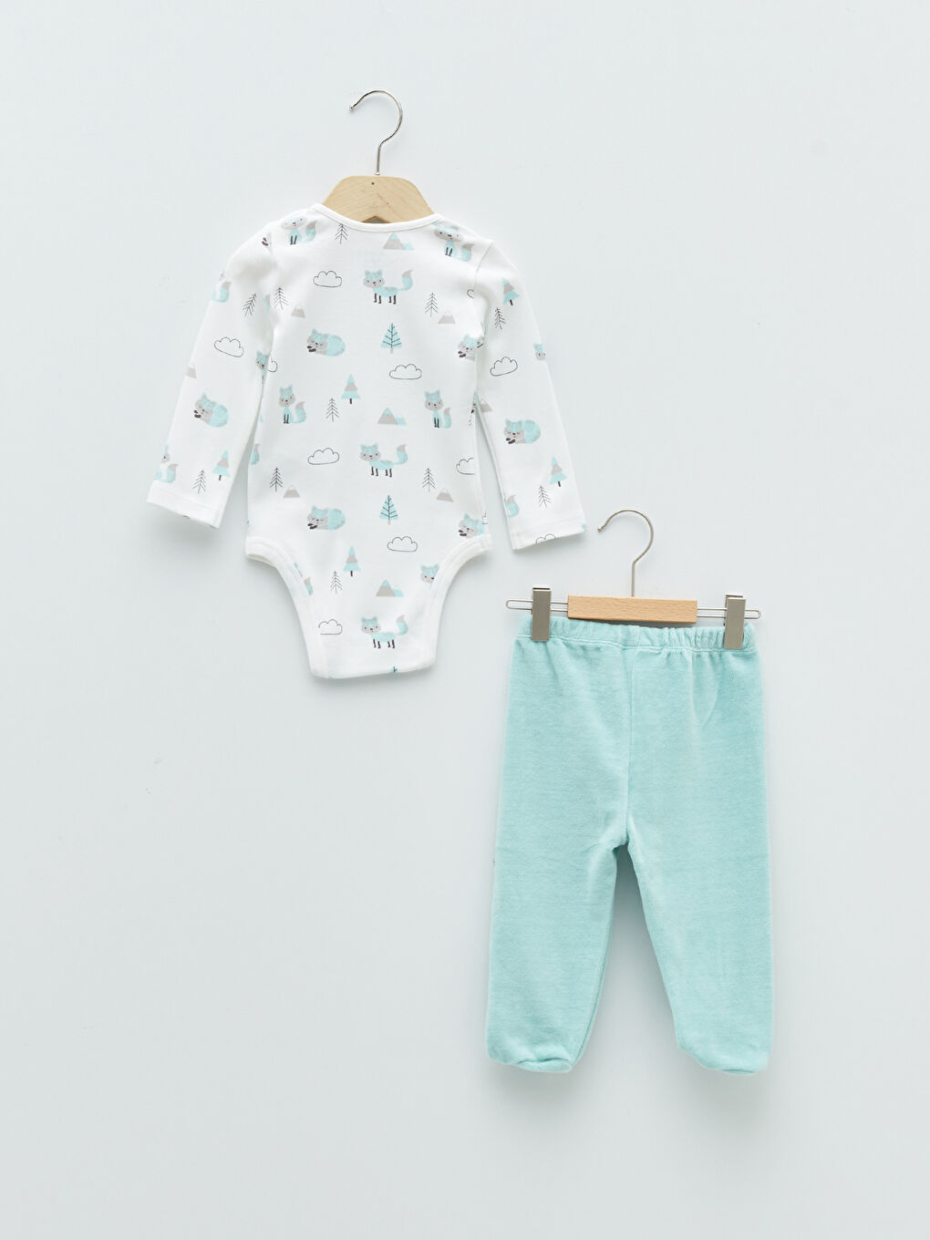 Ensemble 3 Pièces Bébé Garçon en Velours Imprimé à Manches Longues et Col Rond-1