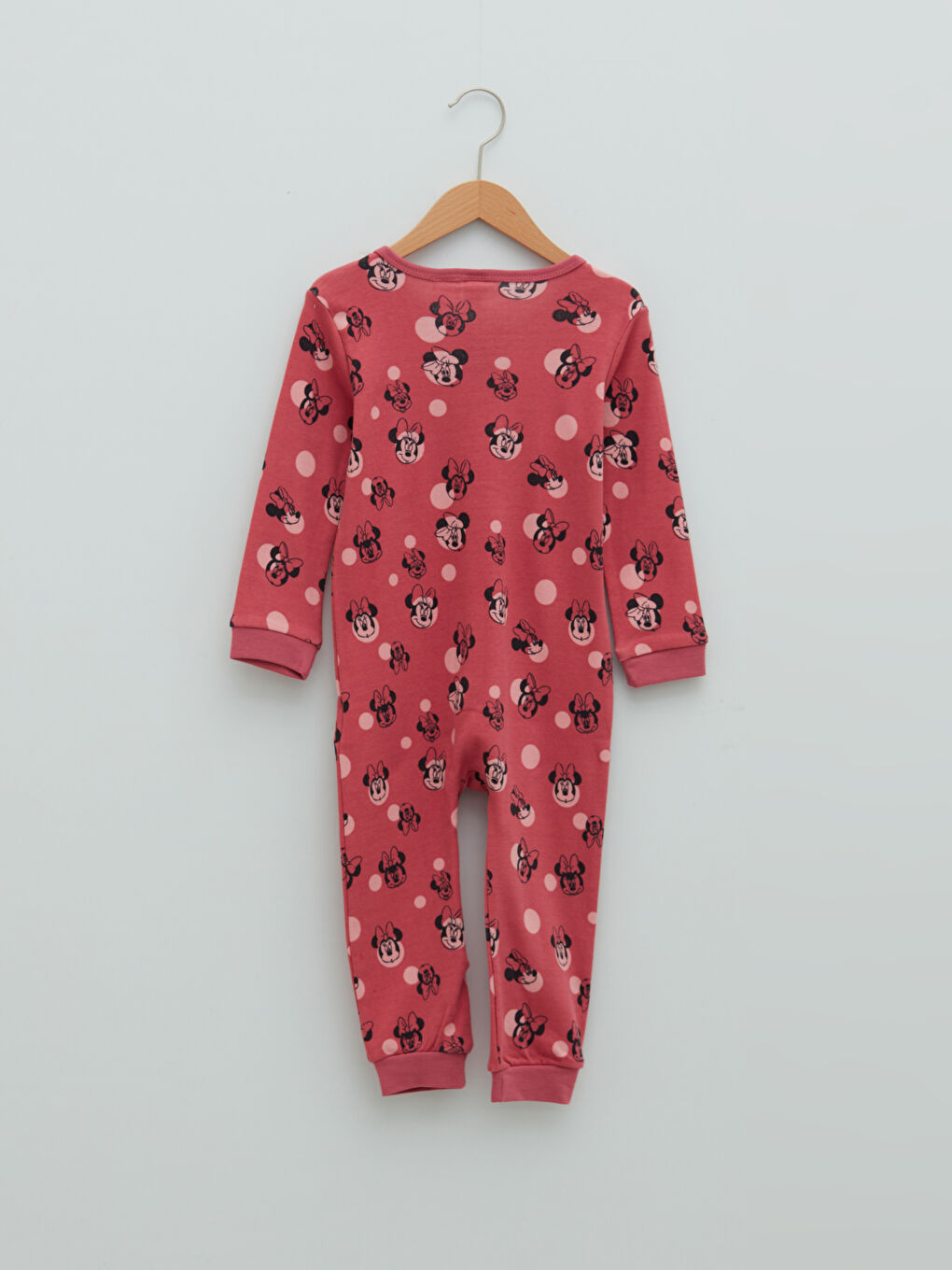 بذلة أطفال بناتي قطن بسوستة بطبعة ميني ماوس وأكمام طويلة وياقة دائرية-1