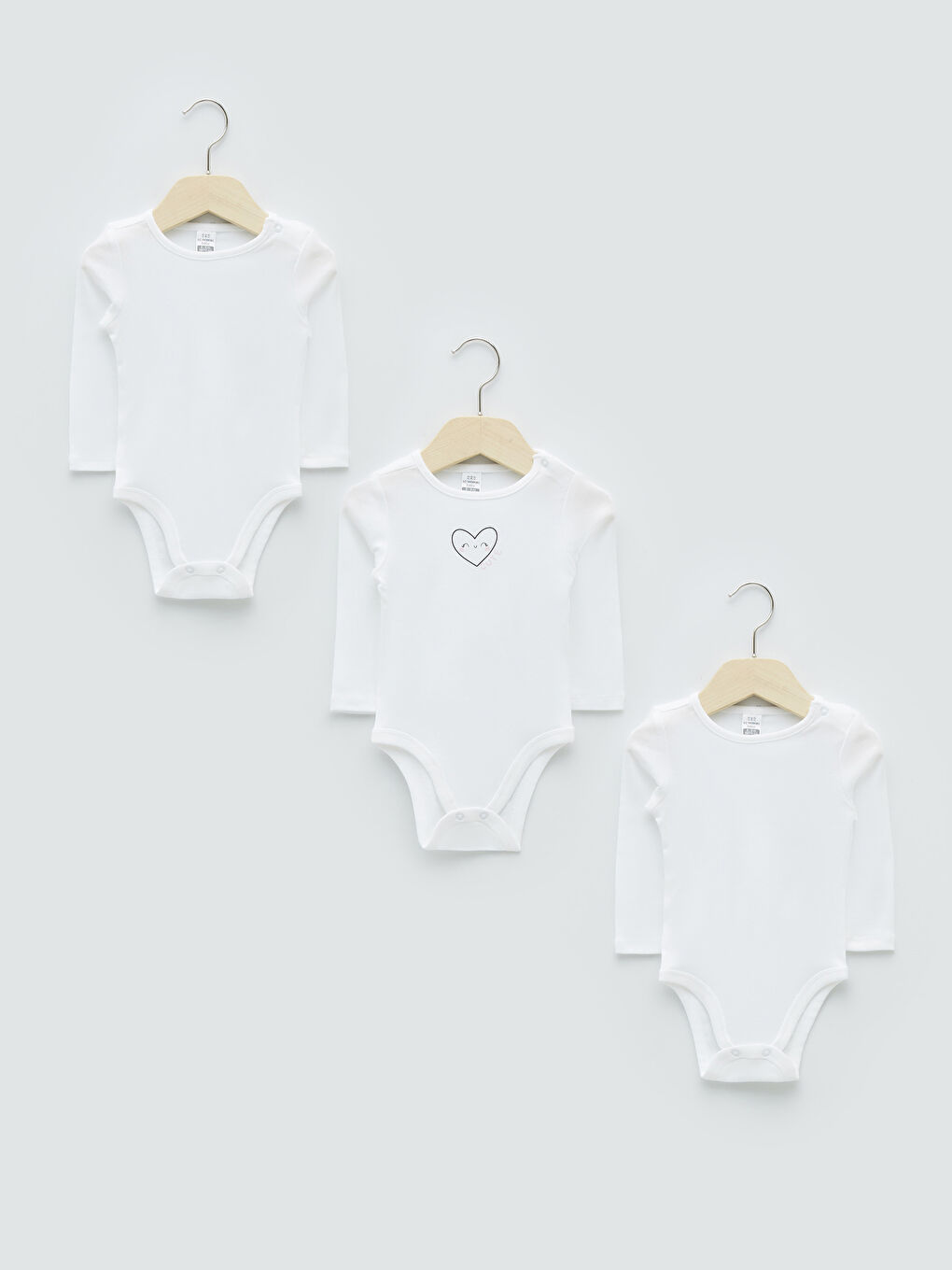 Body Bébé en Coton Basique à Col Rond et Manches Longues avec Boutons-Pression Lot de 3 Pièces
