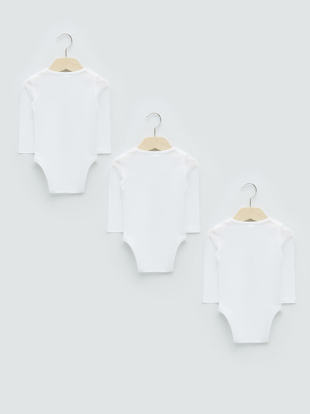Body Bébé en Coton Basique à Col Rond et Manches Longues avec Boutons-Pression Lot de 3 Pièces-1