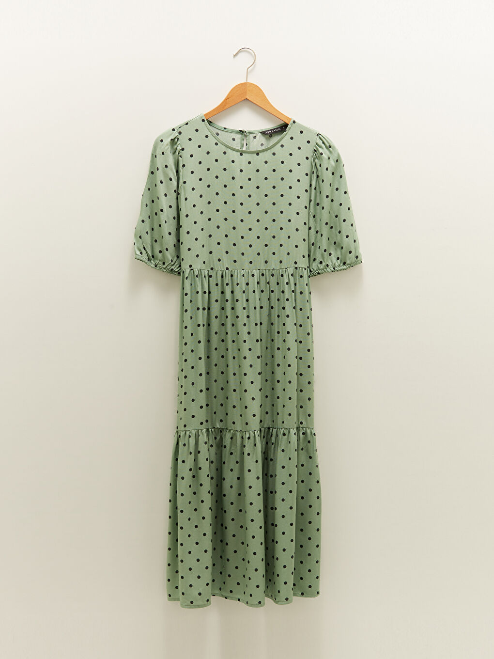 LCW Vision Crew Neck Polka Dot Short Sleeve Poplin Women's Dress -W1BF83Z8-LRR