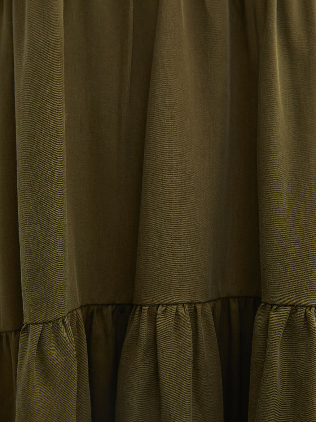 Haki Gömlek Yaka Düz Uzun Kollu Kadın Elbise-3