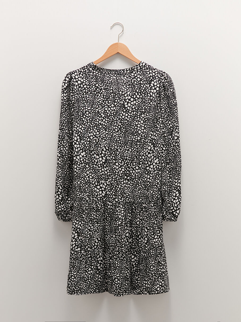 LCW Vision V-Ausschnitt Gemustertes Langarm Viskose Kleid für Damen -W1BF87Z8-LQJ