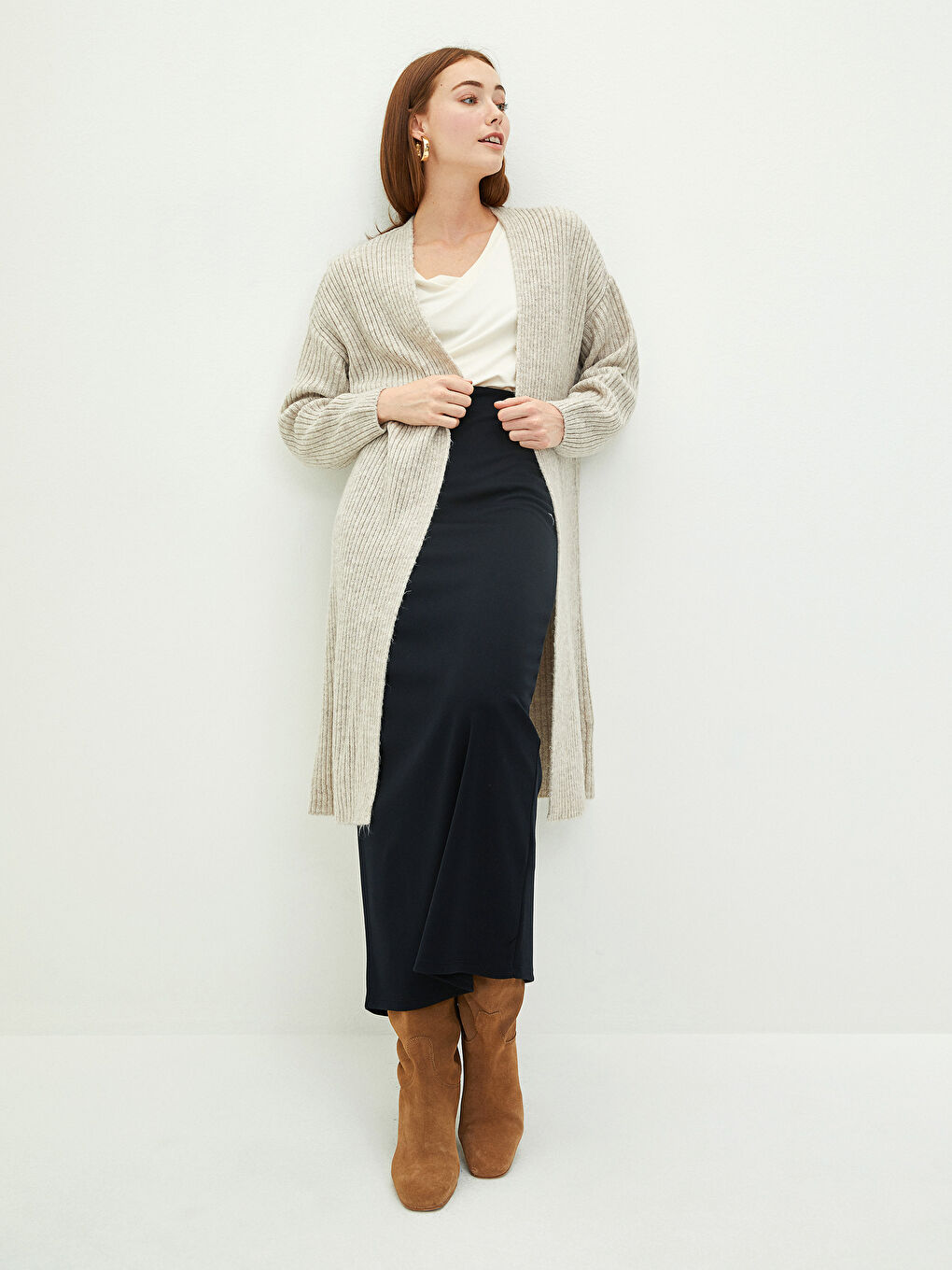 Straight Long Sleeve Women's Knitwear Cardigan-1