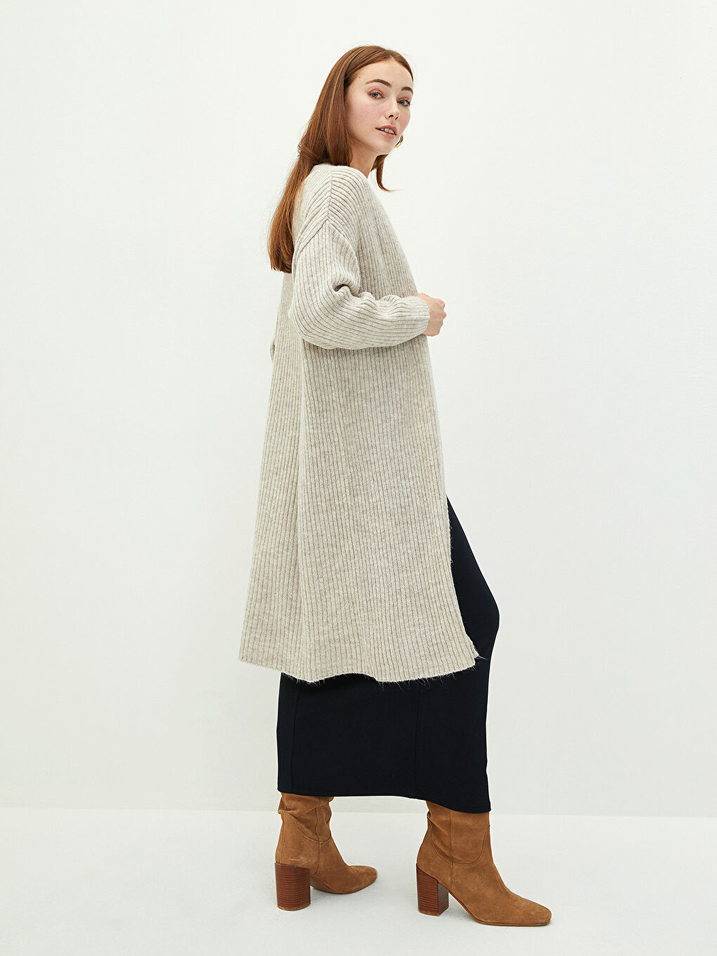 Straight Long Sleeve Women's Knitwear Cardigan-2