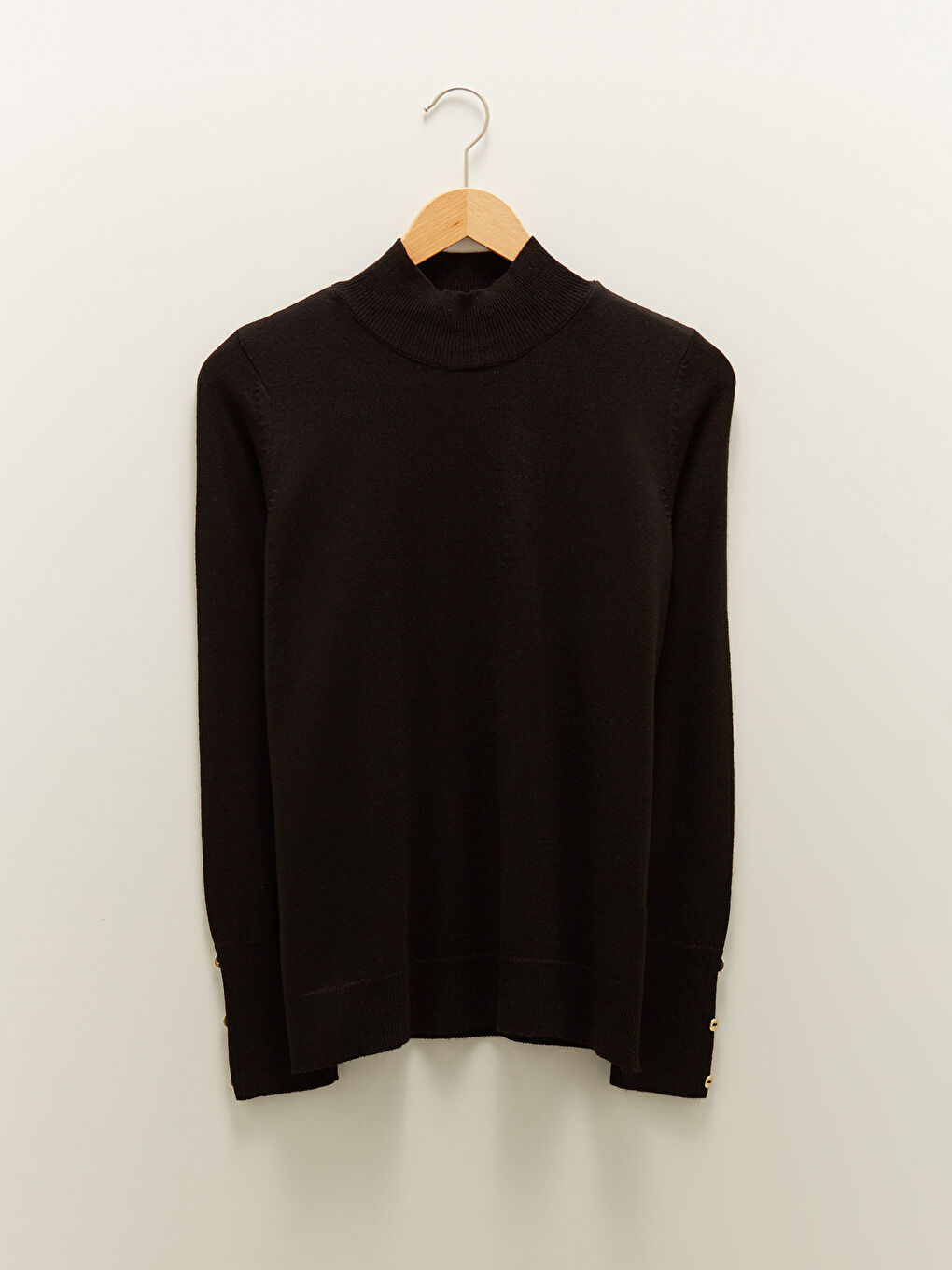 Siyah Yarım Balıkçı Yaka Kadın Triko Kazak-5