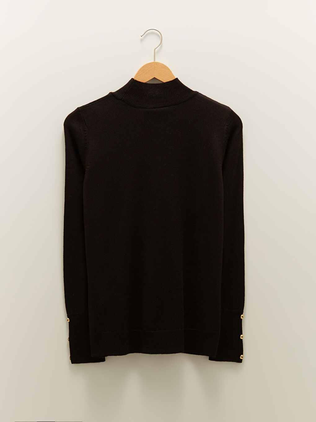 Siyah Yarım Balıkçı Yaka Kadın Triko Kazak-6