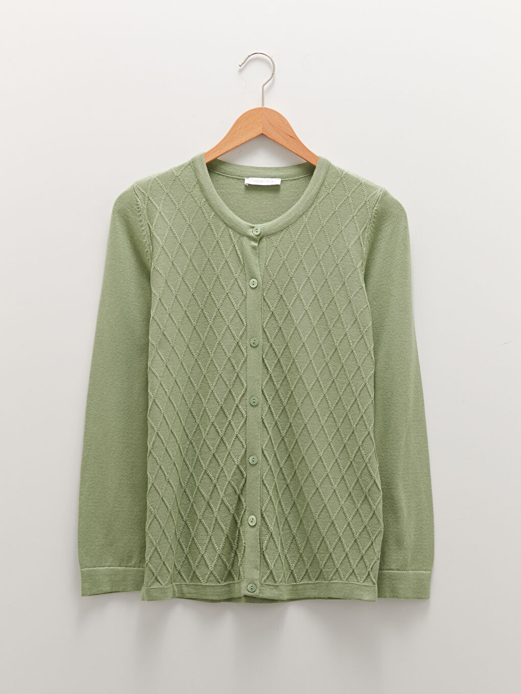 Crew Neck Patterned Long Sleeve Women's Knitwear Cardigan-5