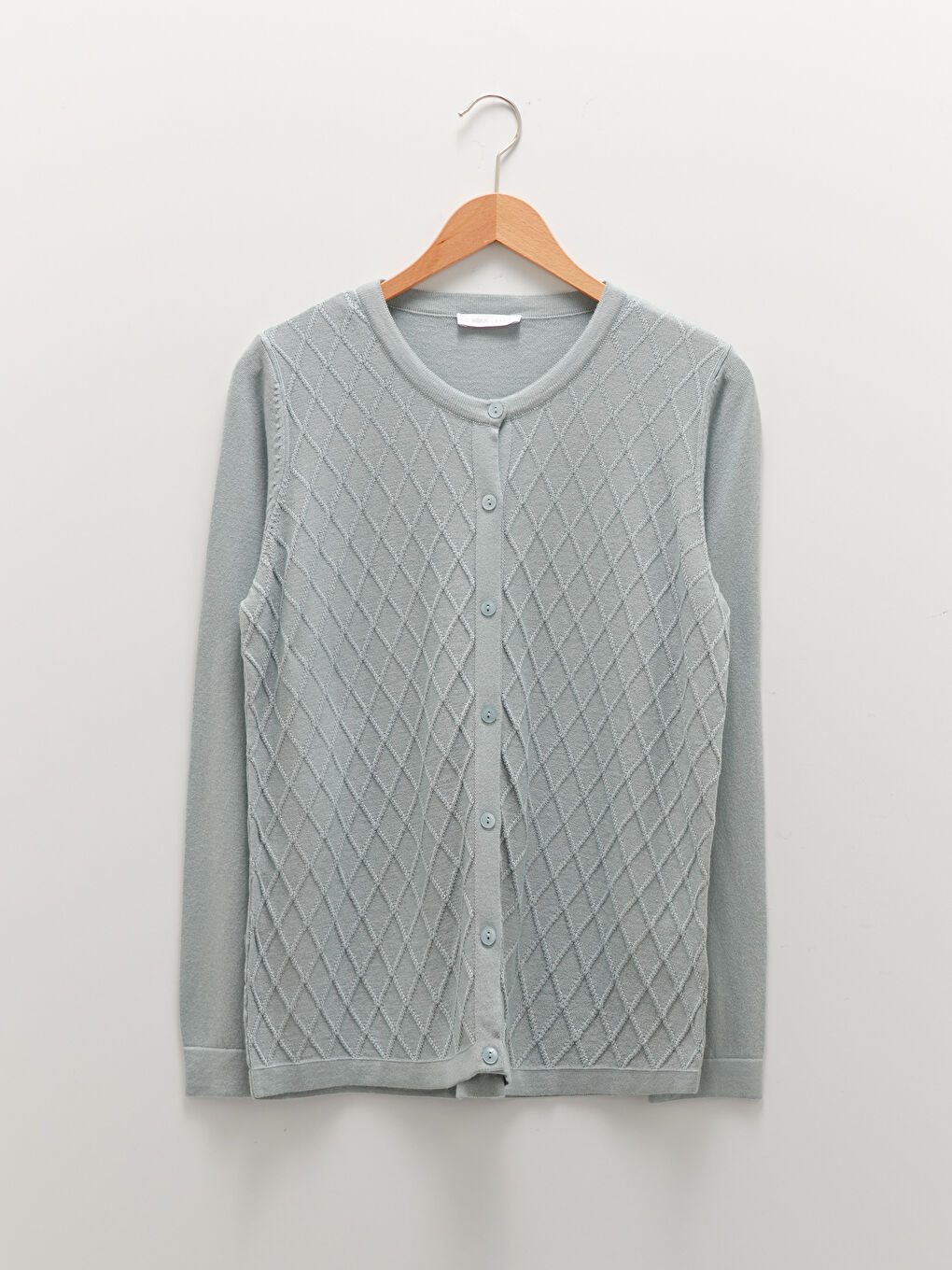 Жилетка от трико с кръгло деколте, шарки и дълъг ръкав за жени-5