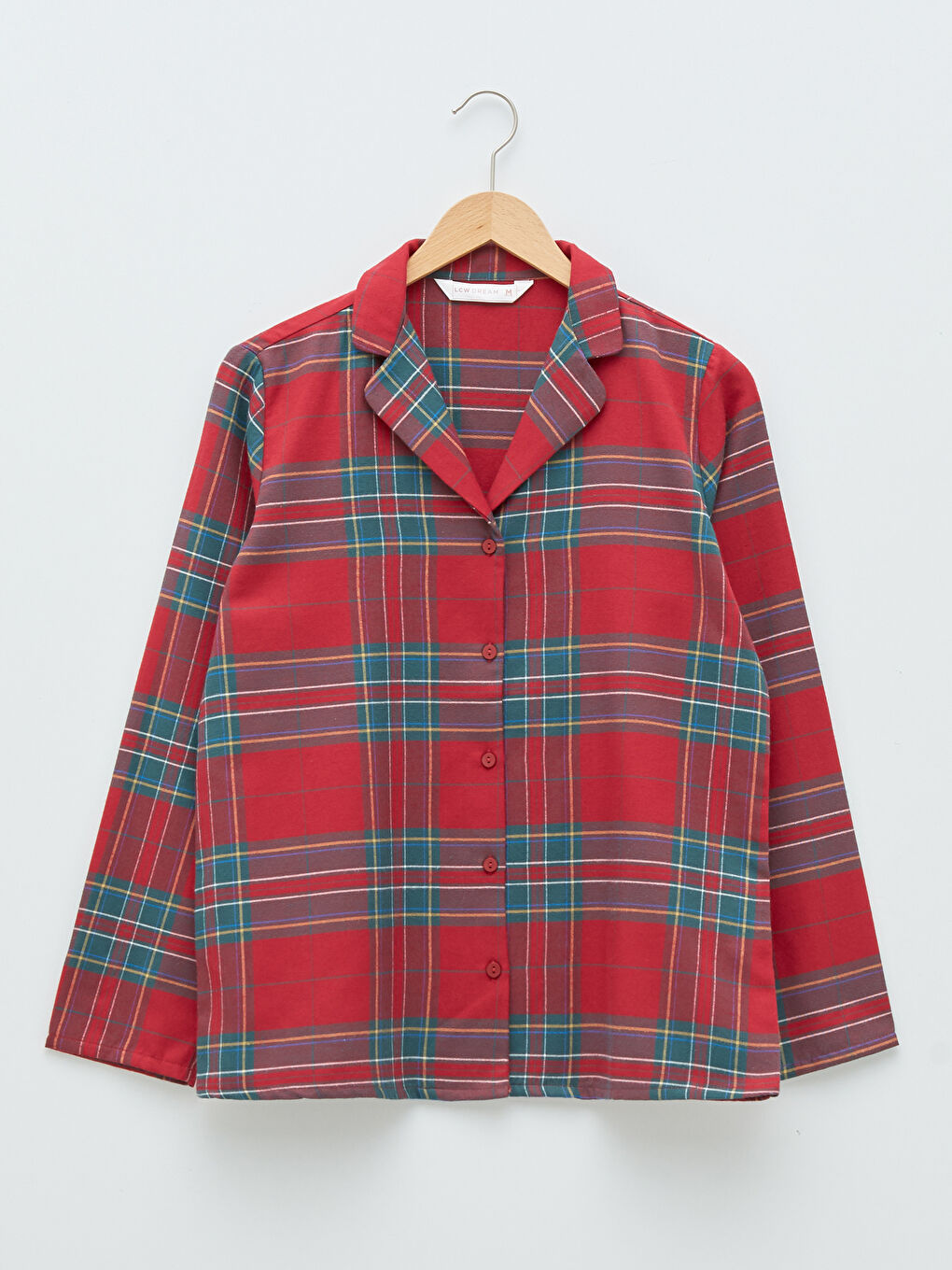 Комплект пижами с яка и каре за жени-6