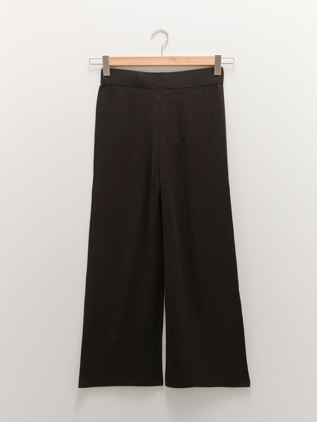 Pantalon en Tricot à Taille Élastique, Coupe Svelte, Jambe Large pour Femmes-6