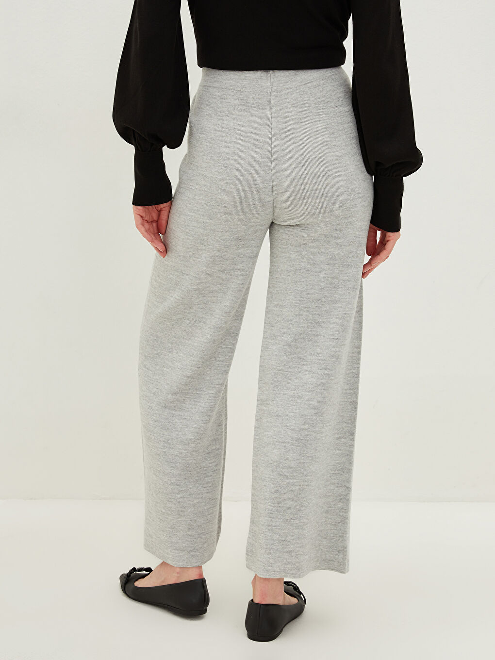Elastic Waist Narrow Fit Wide Leg Women's Knitwear Pants -W1BG73Z8-DD0