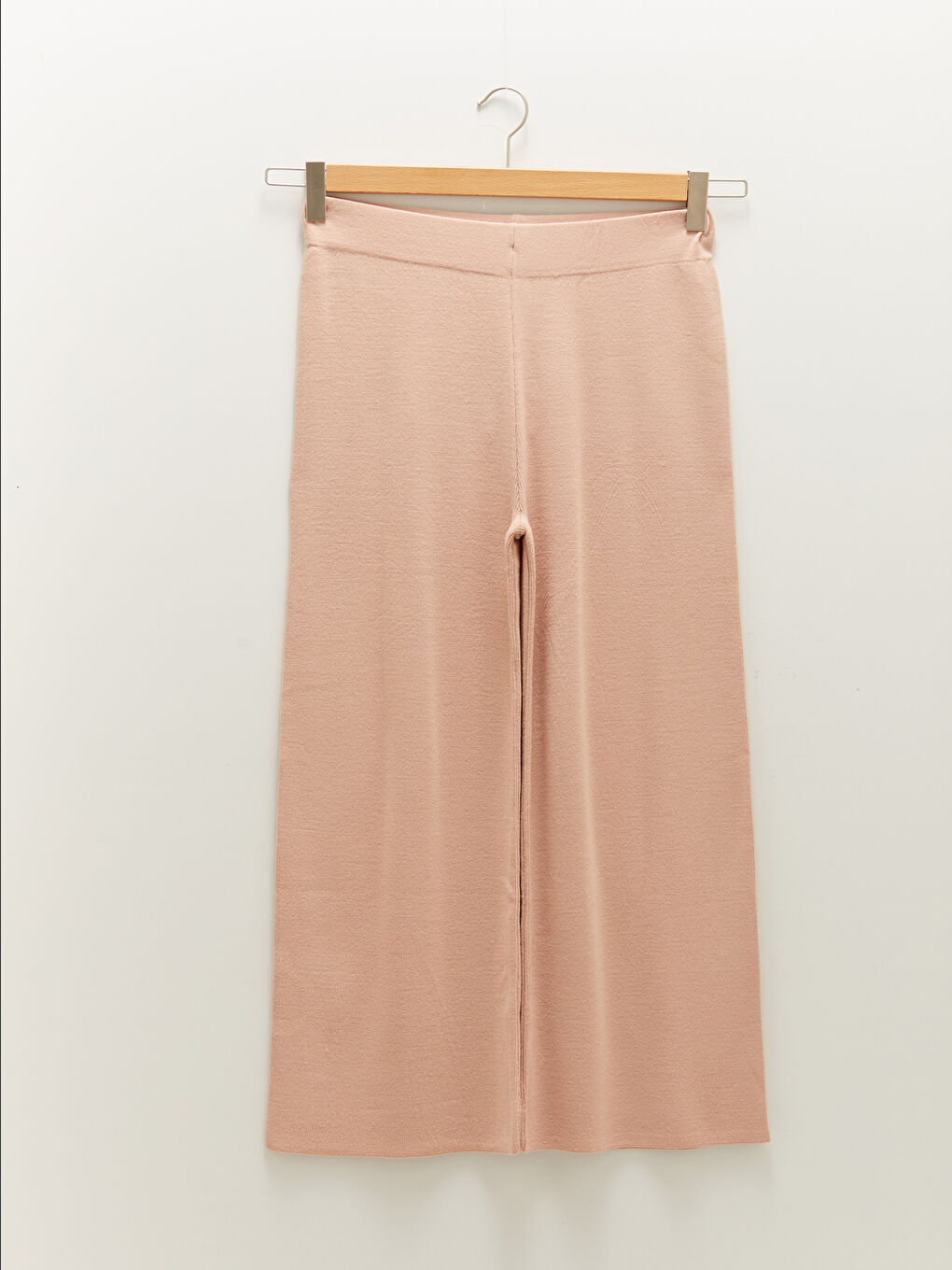 Pantalon en Tricot à Taille Élastique, Coupe Svelte, Jambe Large pour Femmes-5