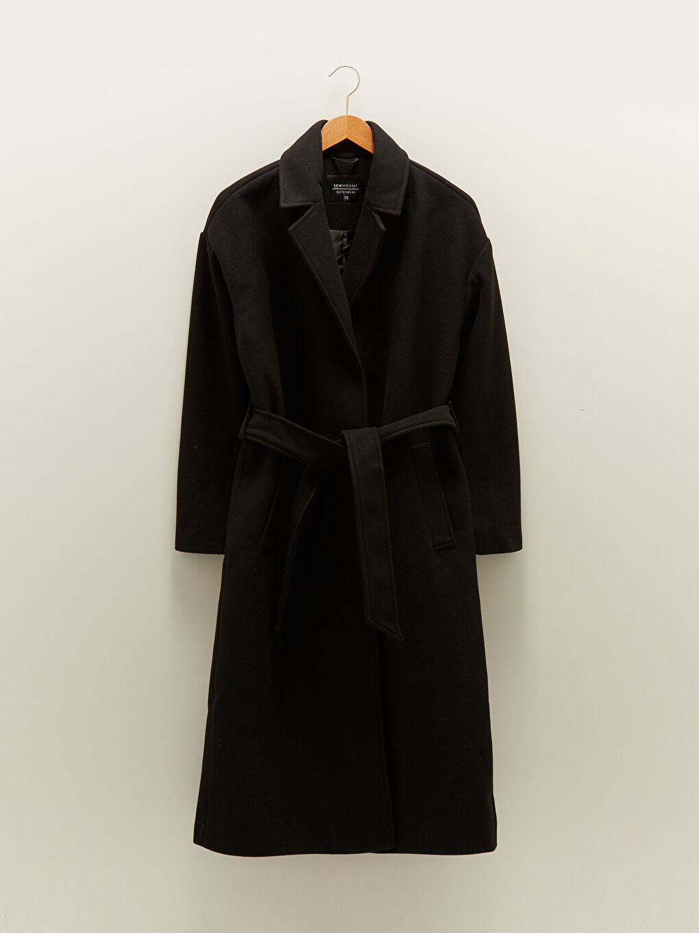 Ceket Yaka Düz Uzun Kollu Cep Detaylı Kadın Kaşe Kaban-4