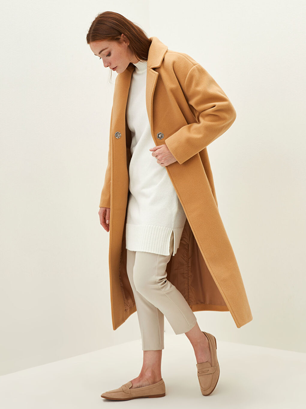 LCW Modest Manteau Cachet Pour Femmes À Col De Veste, Manches Longues Et Poches -W1BG84Z8-EEV
