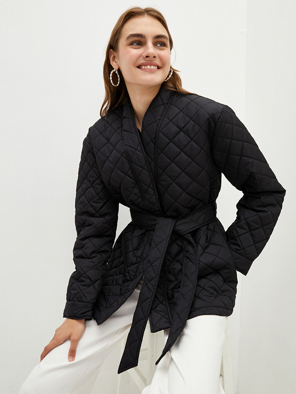 LCWAIKIKI Classic Shawl Collar Quilted Patterned Long Sleeve Thick Women's Down Coat -W1BG86Z8-CVL