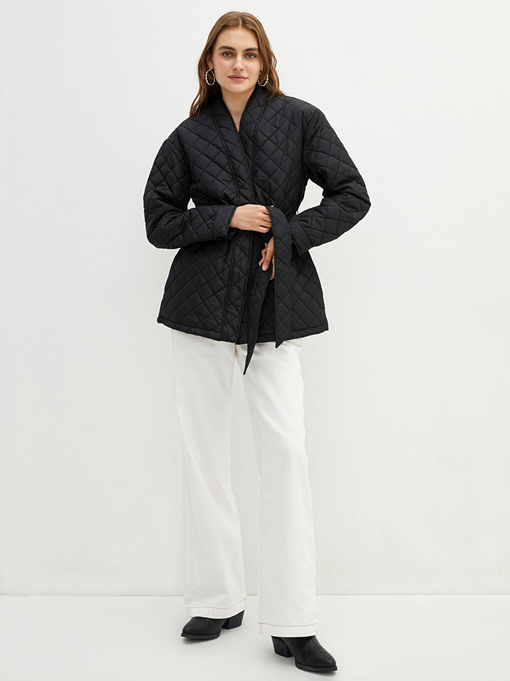 LCWAIKIKI Classic Shawl Collar Quilted Patterned Long Sleeve Thick Women's Down Coat -W1BG86Z8-CVL
