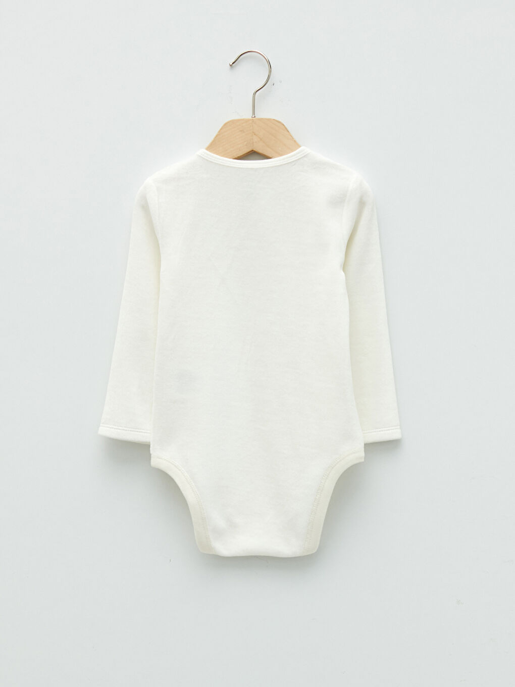 Ekru Bisiklet Yaka Uzun Kollu Kadife Erkek Bebek Çıtçıtlı Body 2'li-3