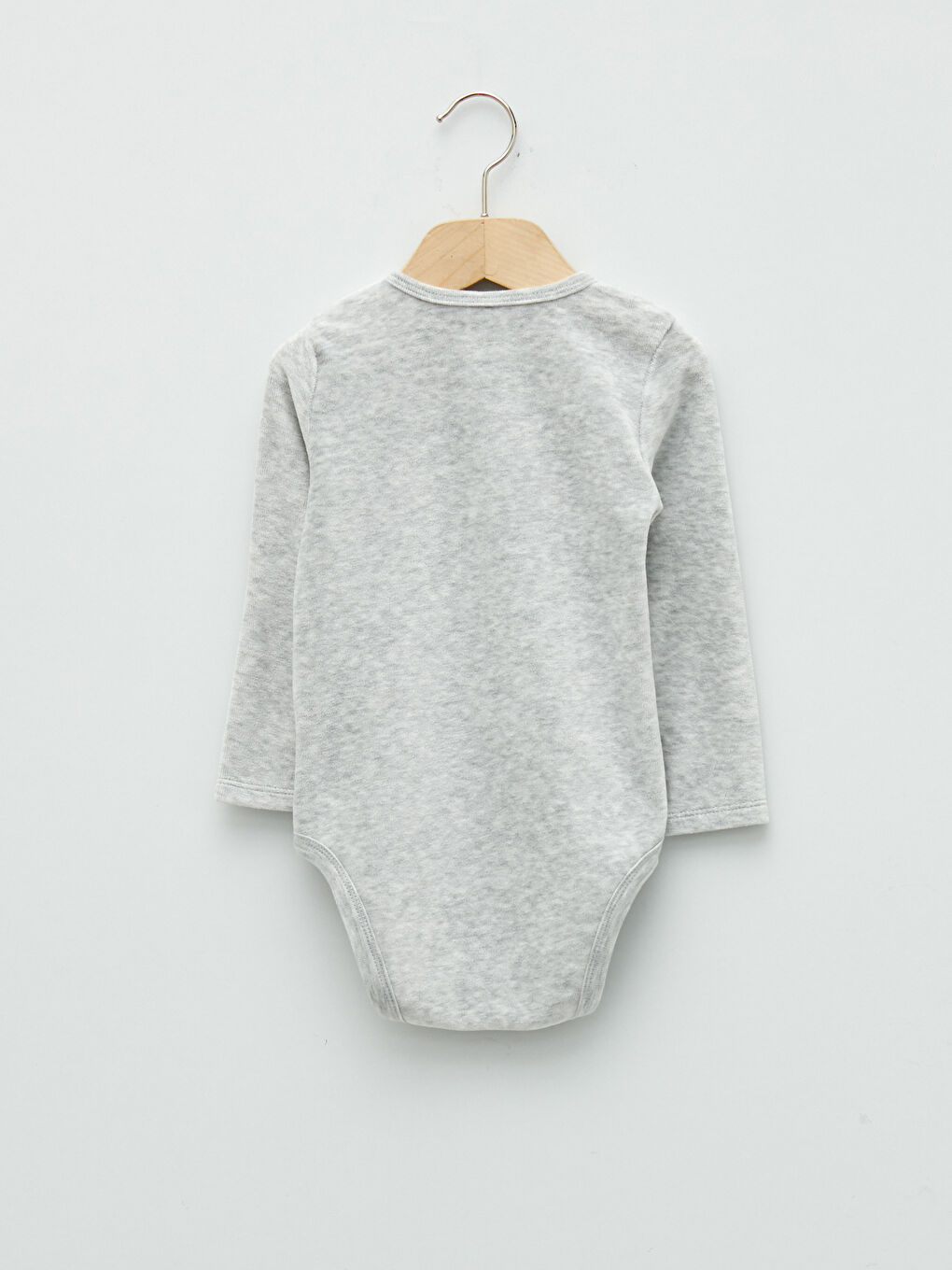 Ekru Bisiklet Yaka Uzun Kollu Kadife Erkek Bebek Çıtçıtlı Body 2'li-4