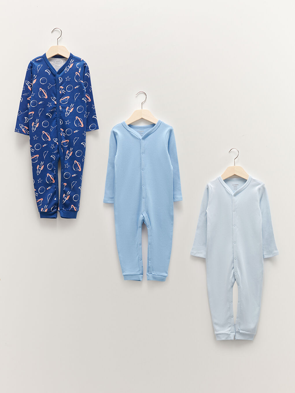 سلوبيت قطن ياقة V كم طويل أولاد رضع ٣ قطع