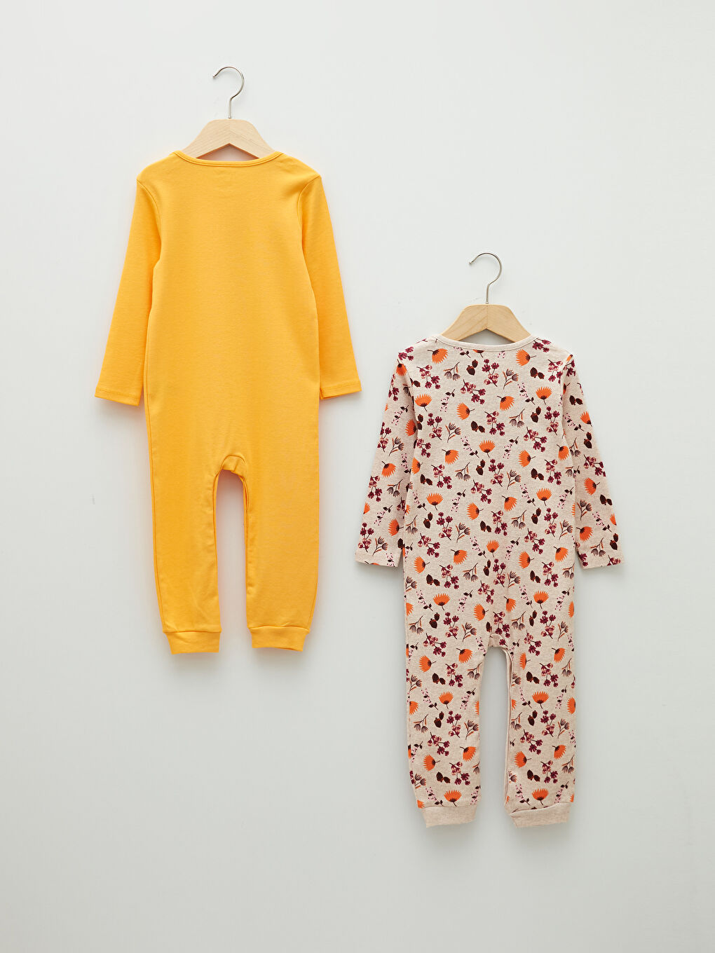 Crew Neck Long Sleeve Printed Cotton Baby Girls' Jumpsuit 2 Pack -W1BH17Z1-FVD