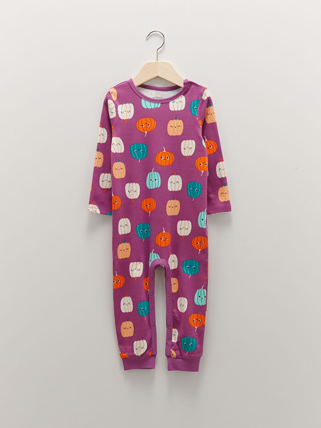 LCW baby Bibaby Crew Neck Long Sleeve Printed Cotton Baby Girl Jumpsuit -W1BH18Z1-LTM