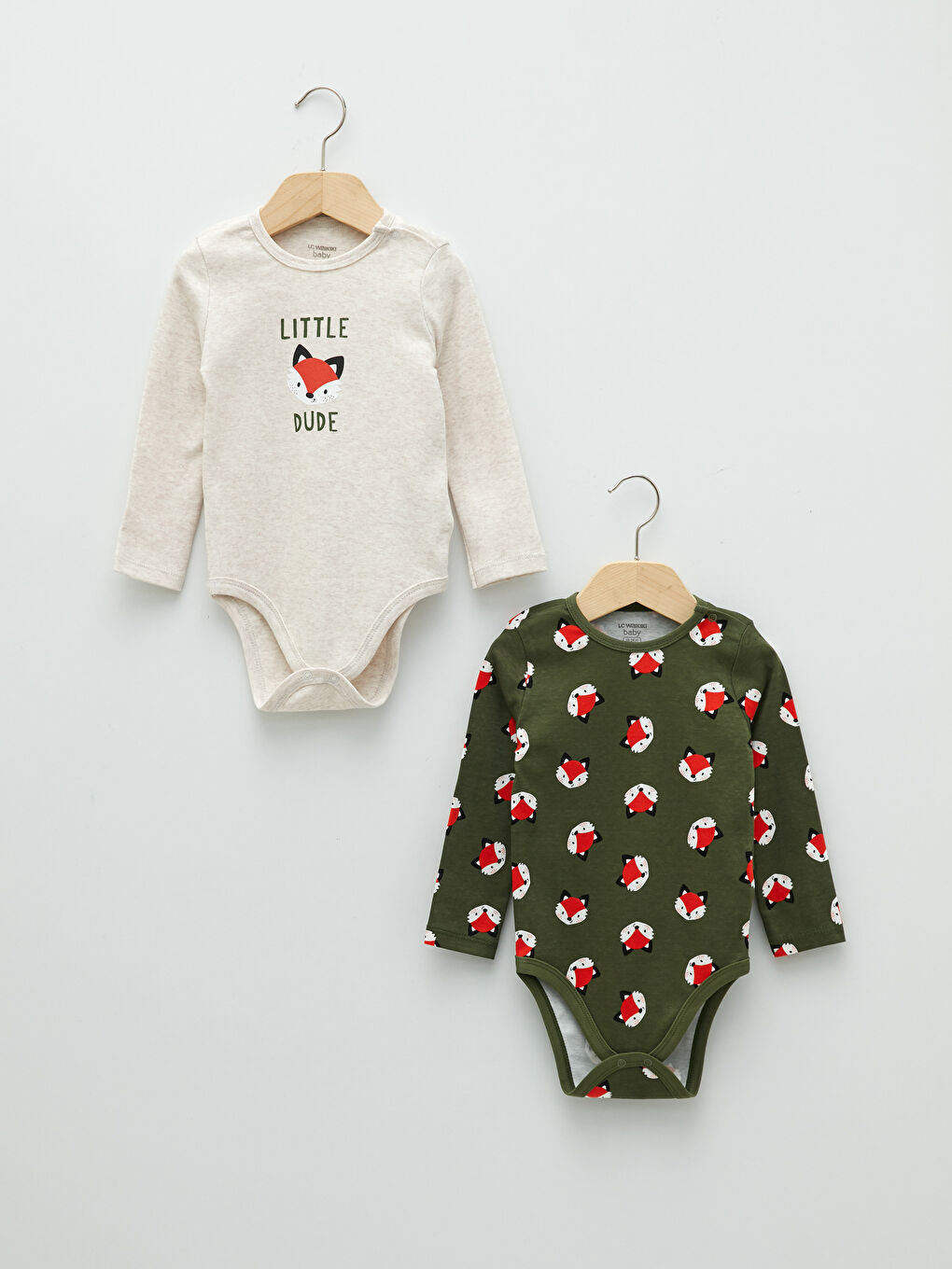 Body Bébé Garçon Imprimé en Coton à Manches Longues et Col Rond avec Entrejambe à Boutons-Pression Lot de 2