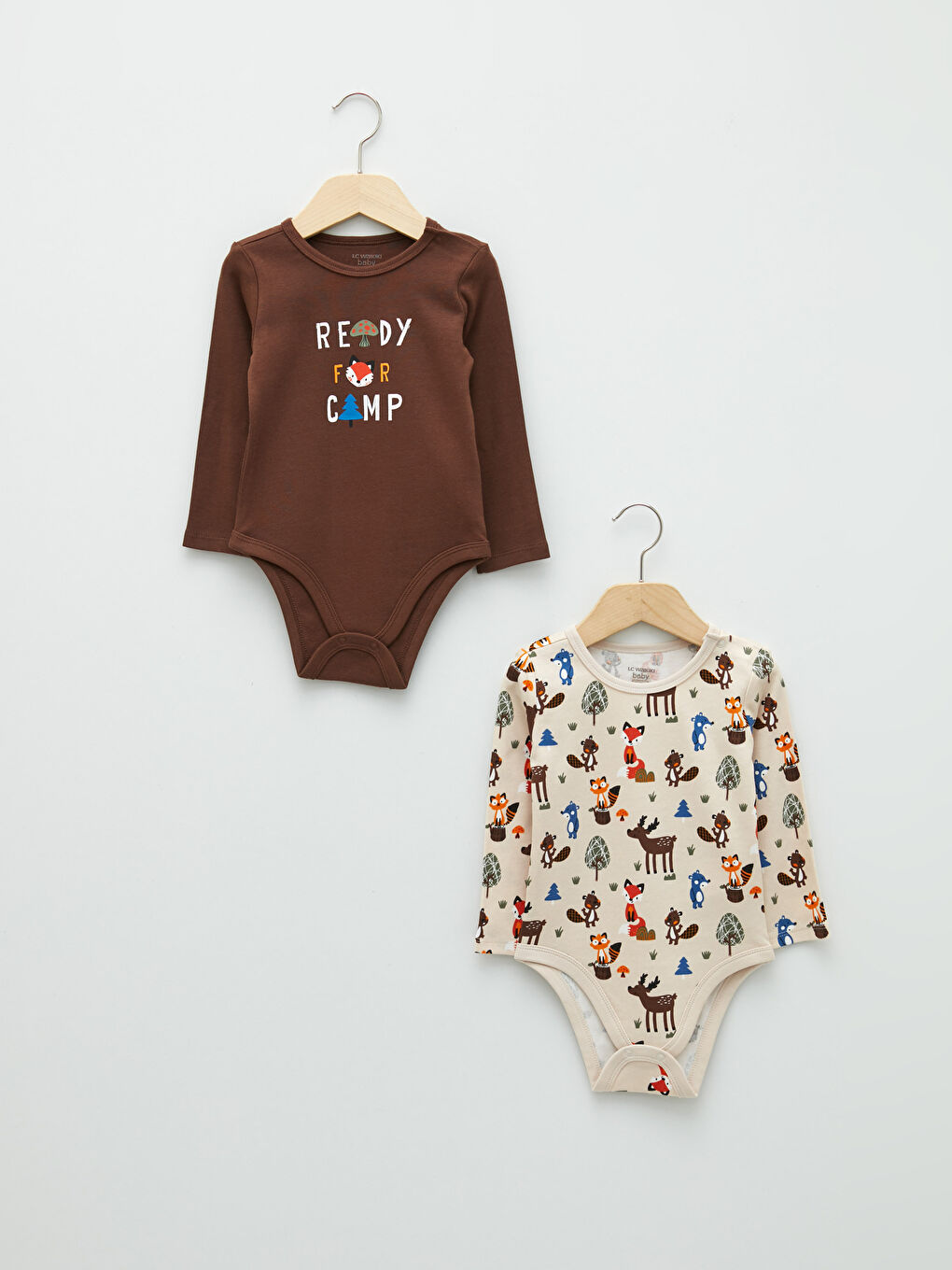 Crew Neck Long Sleeve Cotton Baby Boy Snap Snap Body 2 Pack