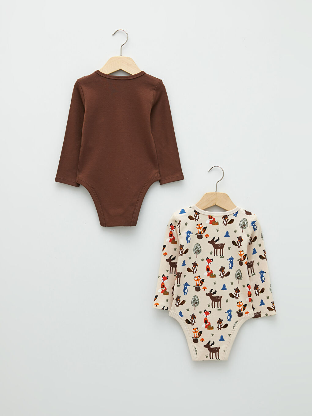Crew Neck Long Sleeve Cotton Baby Boy Snap Snap Body 2 Pack-1