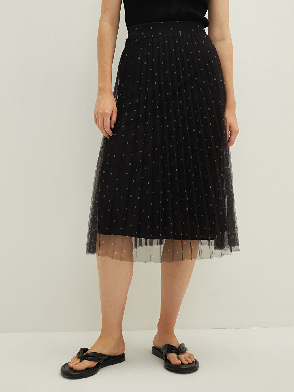 LCW Vision Elastic Waist Polka Dot Women's Pleated Skirt -W1BH31Z8-LQJ