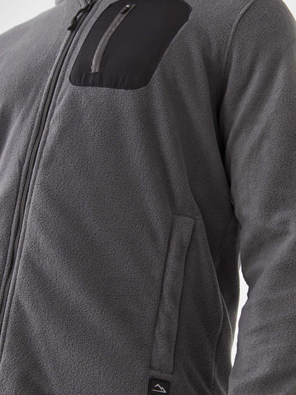 Gri Standart Kalıp Dik Yaka Polar Erkek Spor Hırka-3