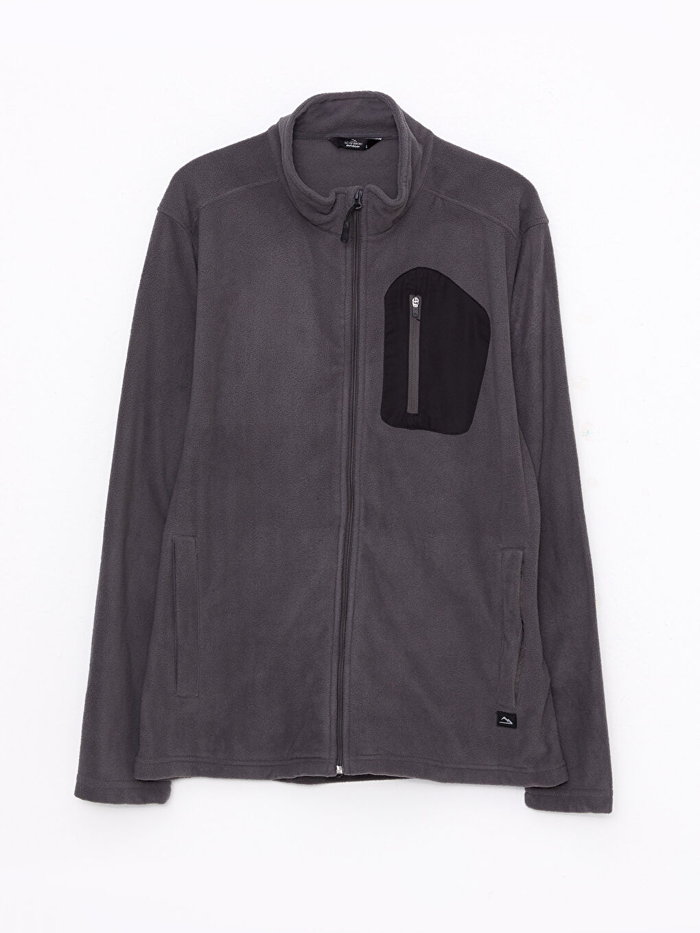 Gri Standart Kalıp Dik Yaka Polar Erkek Spor Hırka-5