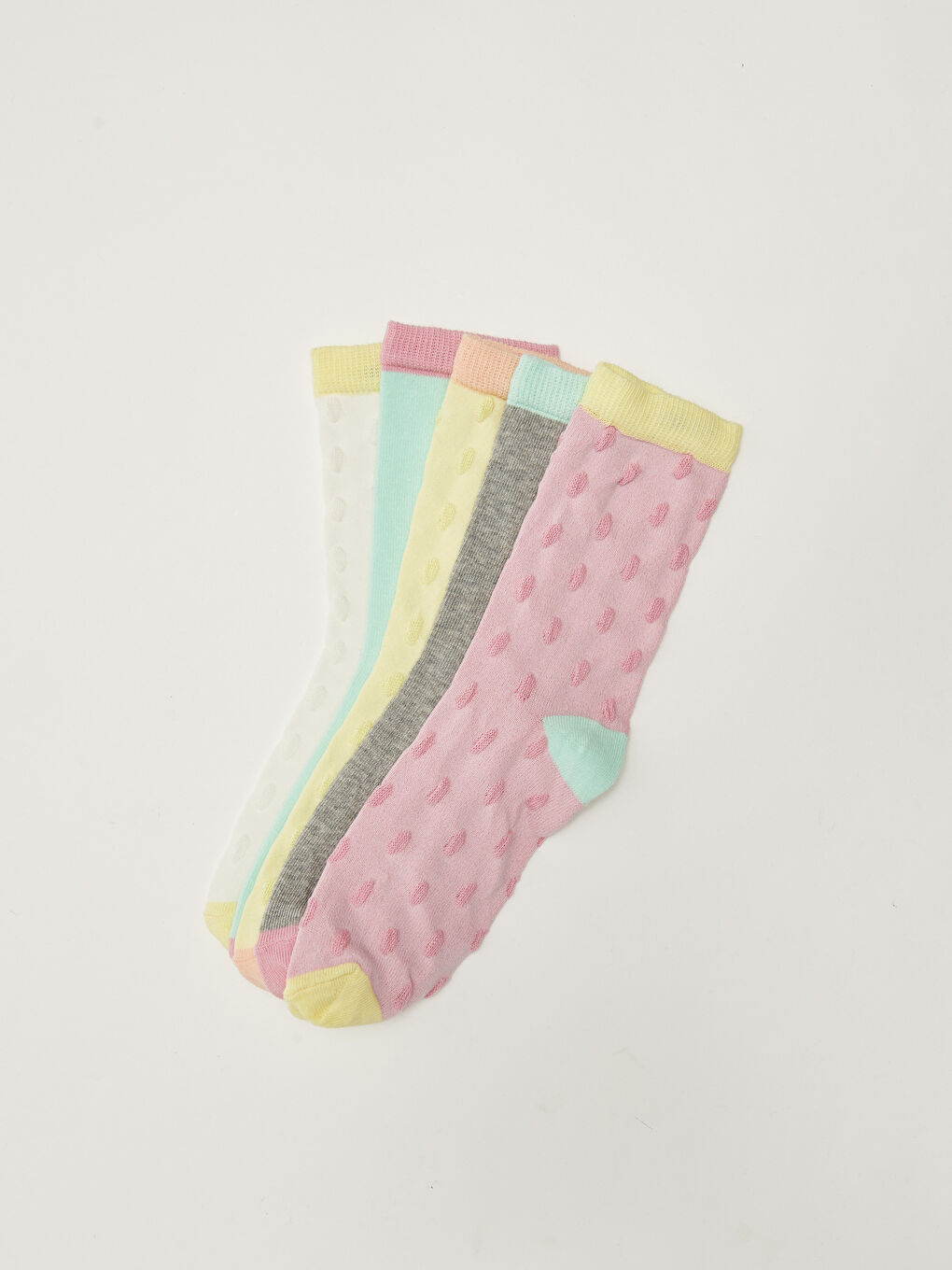 Self Patterned Girls' Ankle Socks 5 Pack