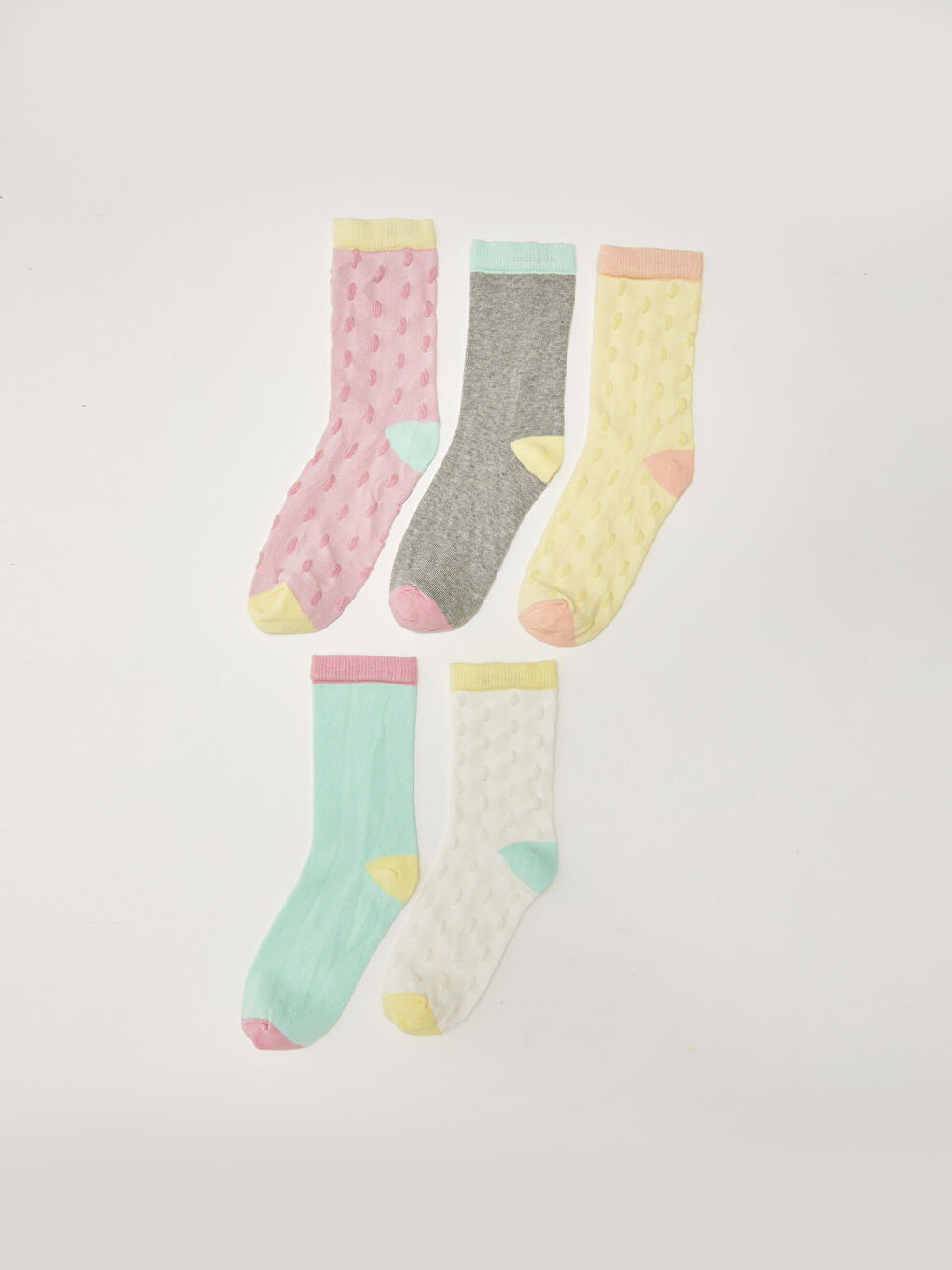 Self Patterned Girls' Ankle Socks 5 Pack-1