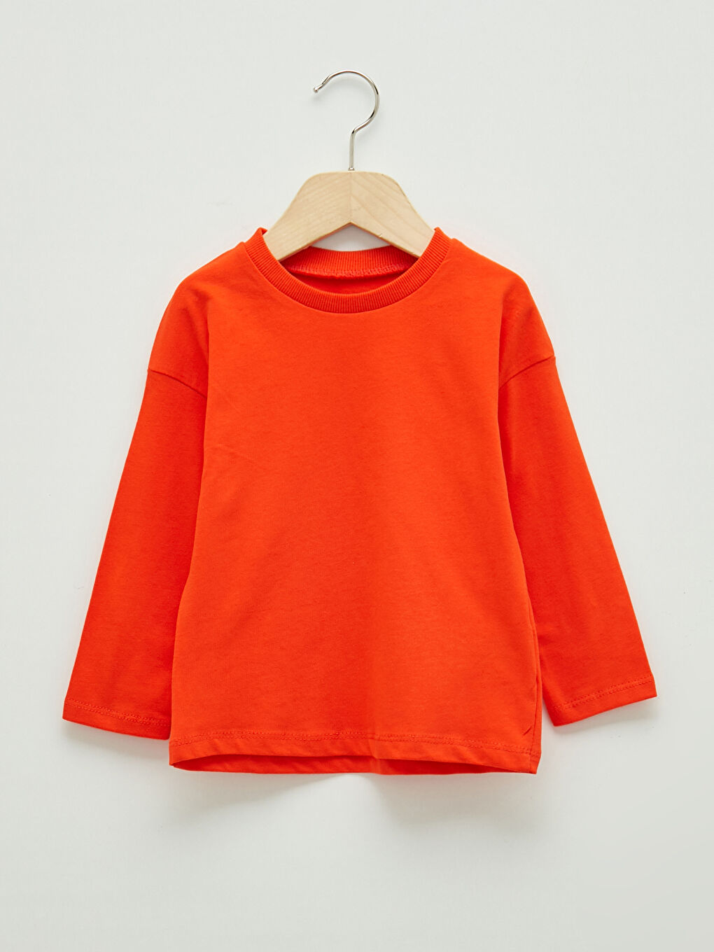 Turuncu Bisiklet Yaka Uzun Kollu Basic Pamuklu Erkek Bebek Tişört 2'li-3
