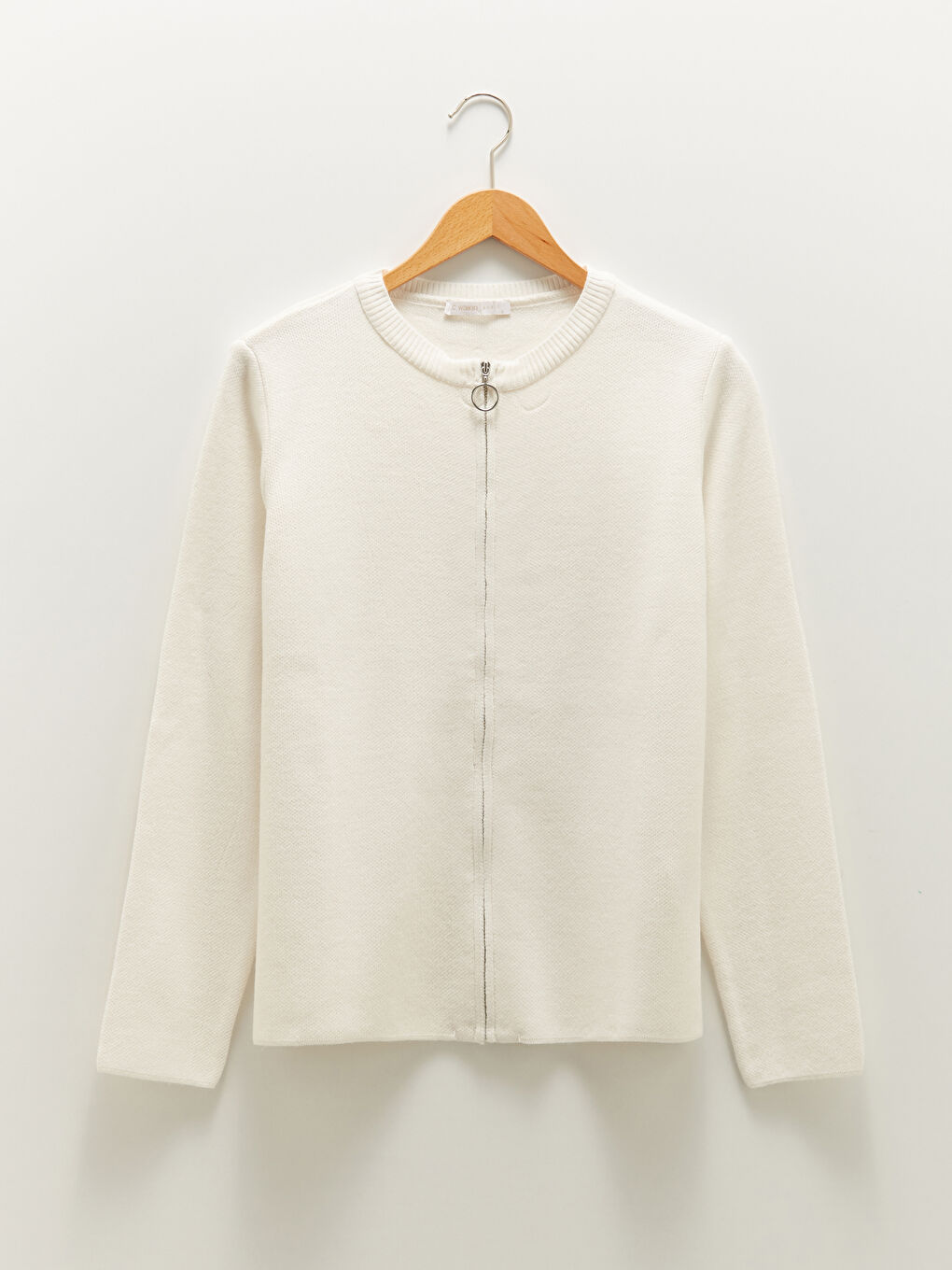 Жилетка с кръгло деколте, изчистена, с дълъг ръкав, за жени, плетиво-5